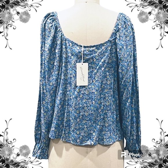 UNIVERSAL THREAD Bohemian Floral Blouse with Puff Sleeves - Size M - Picture 2 of 7